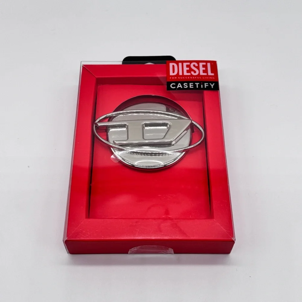 Diesel x Casetify Silver Metal Popup Stand Accessory For Magsafe Mobile Phone